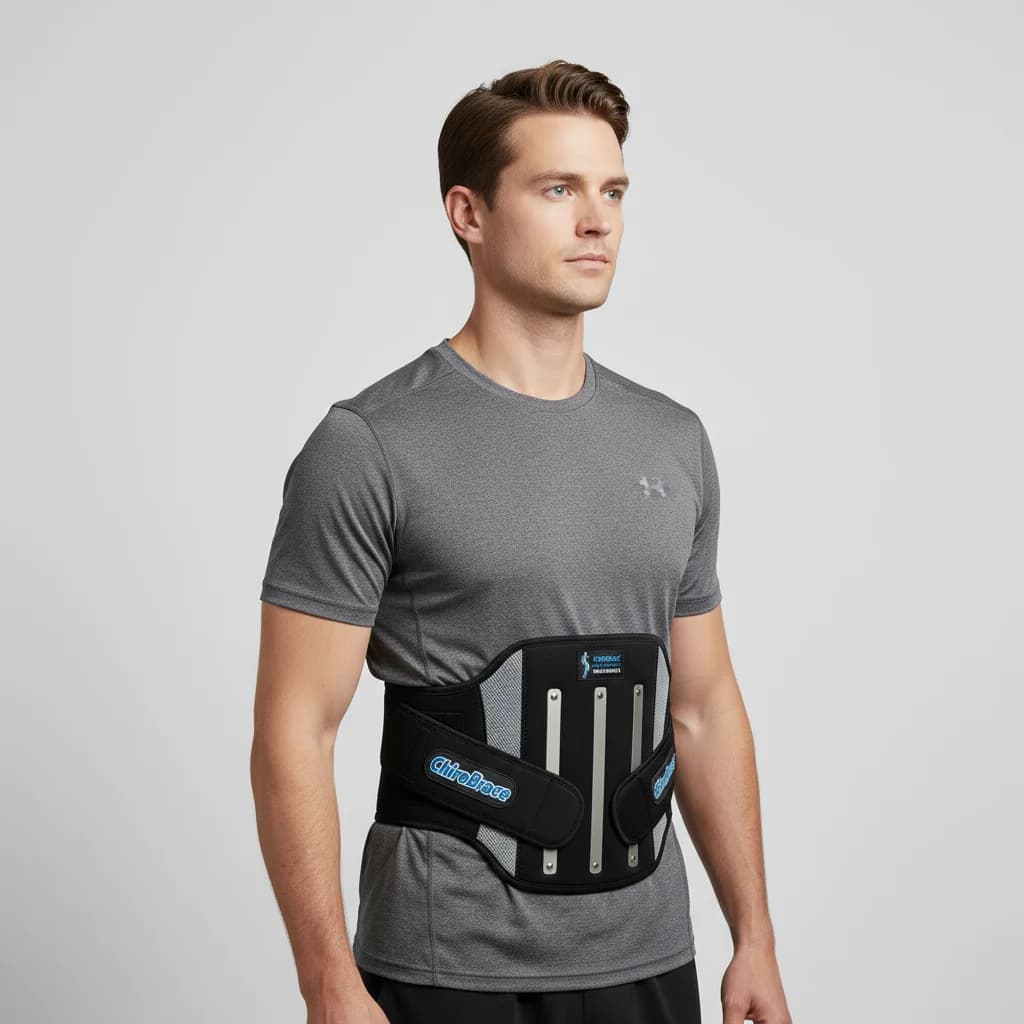 man wearing back brace front