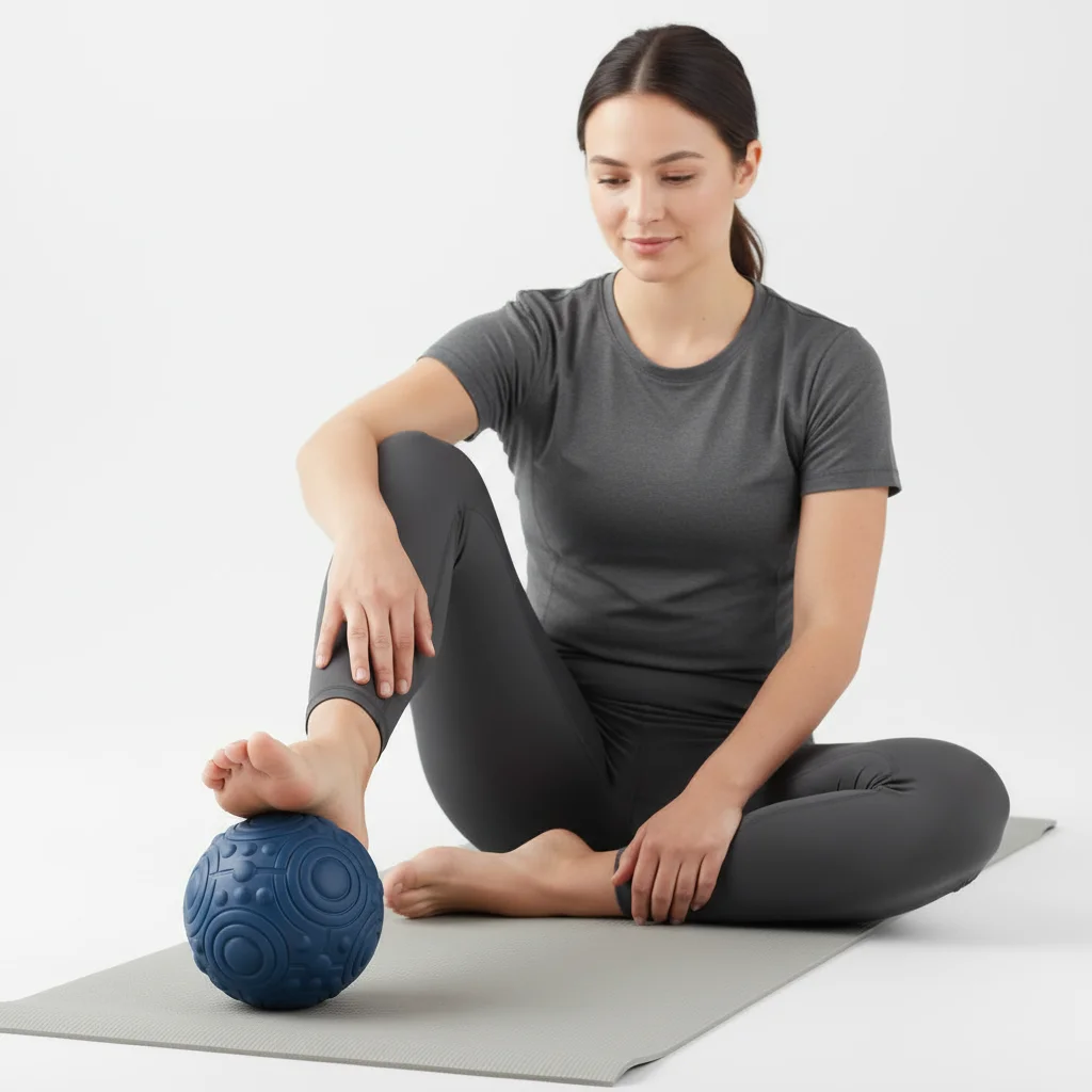 woman with massage ball