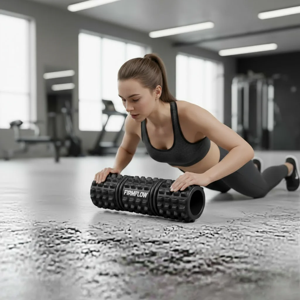 woman using massage roller