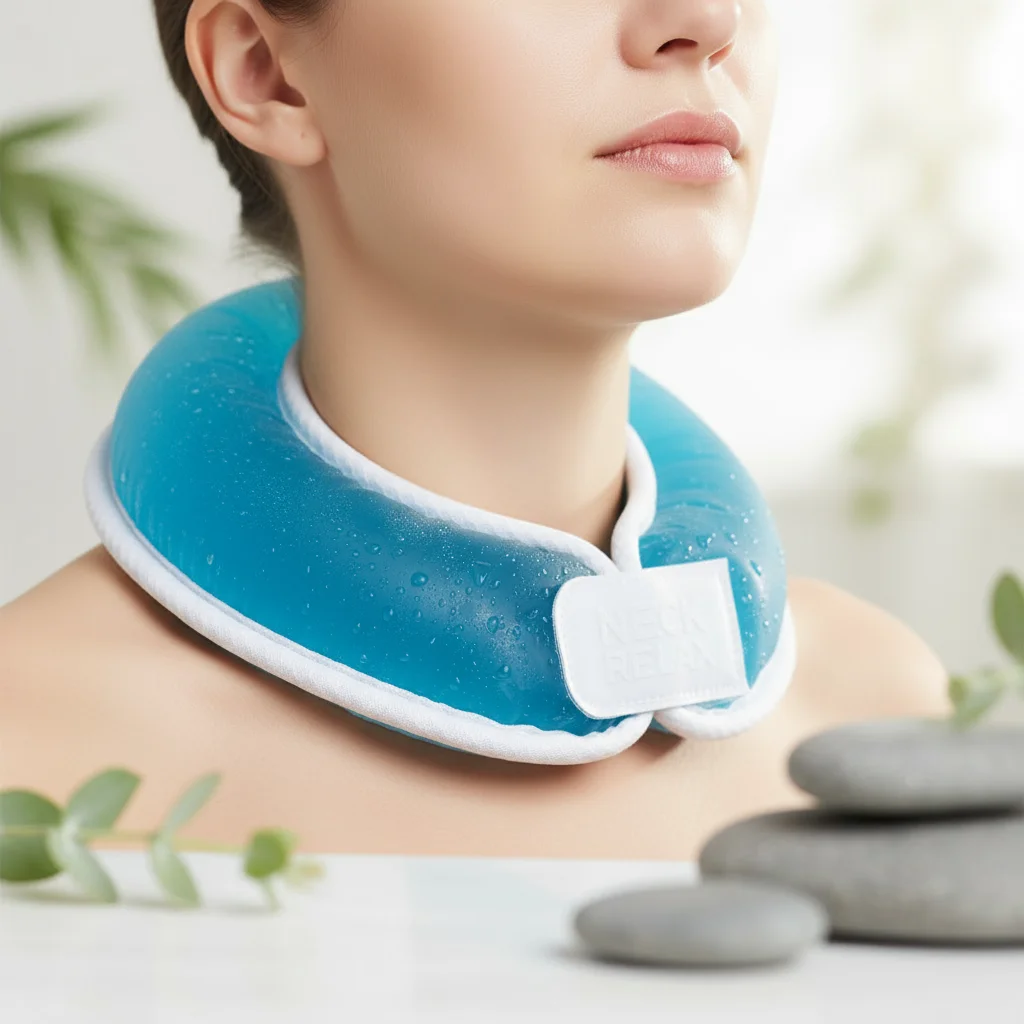 neck relax gel pack with mannequin left