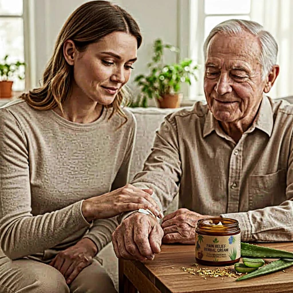 man using pain relief cream