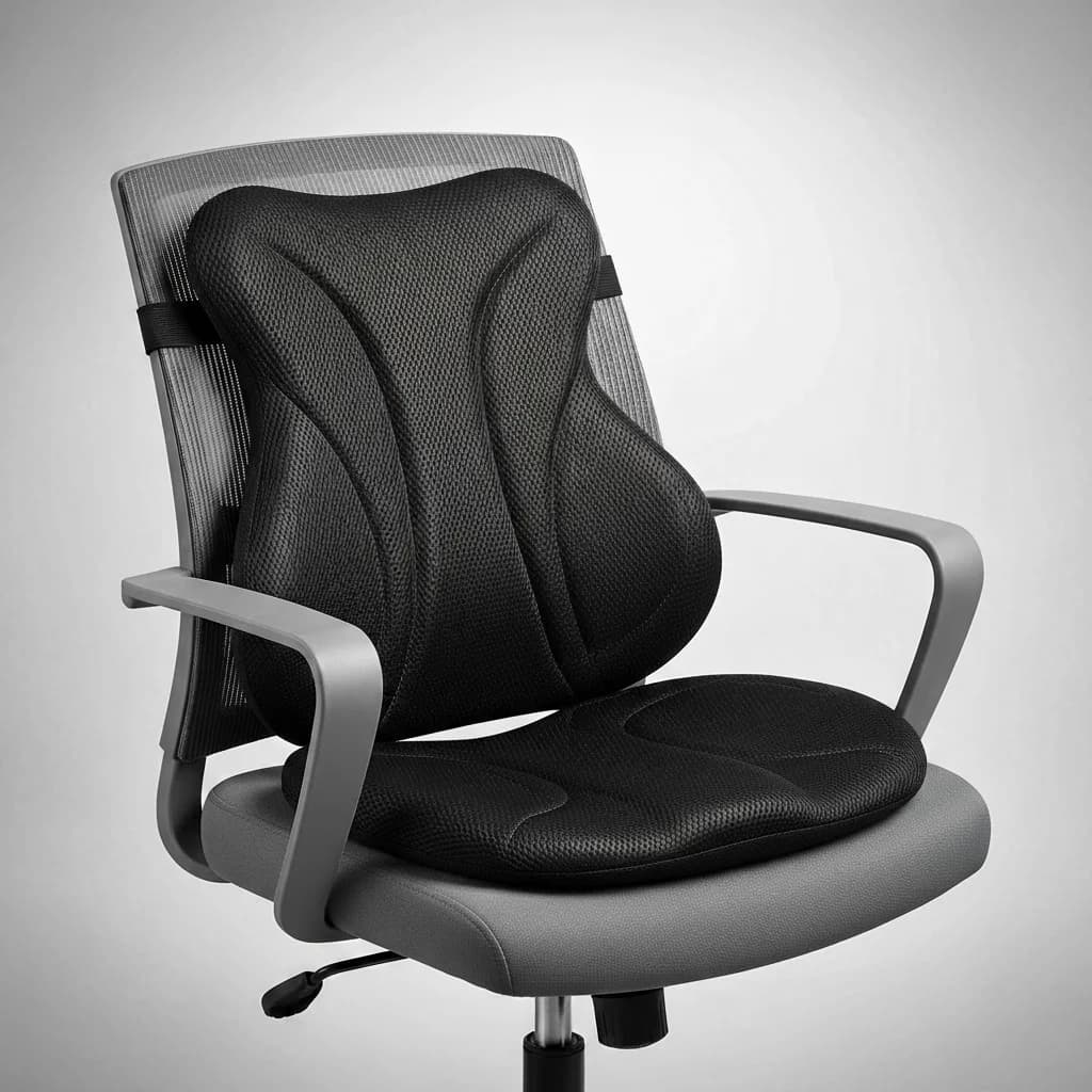 lumbar seat pad on chair at angle